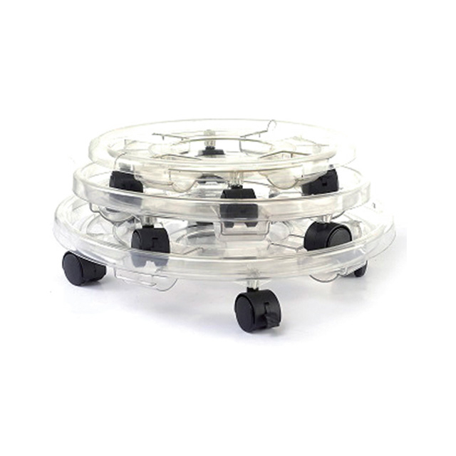 Round Sturdy Transparent Movable Plant Stand Plant Caddy GT14013